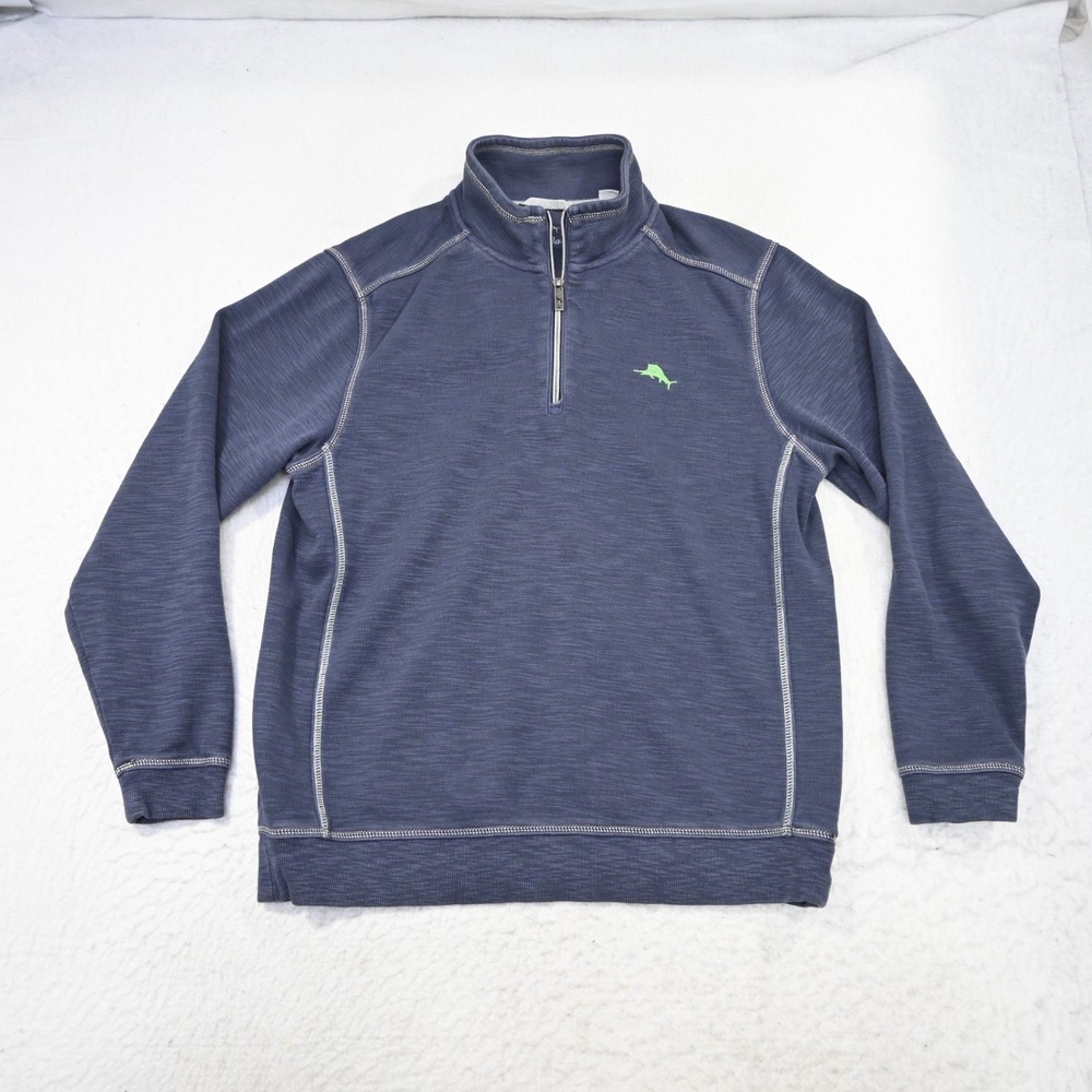 Tommy Bahama Marlin 1/4 Zip Jacket Blue Pima Long Sleeve Mens Size Medium - Picture 6 of 11